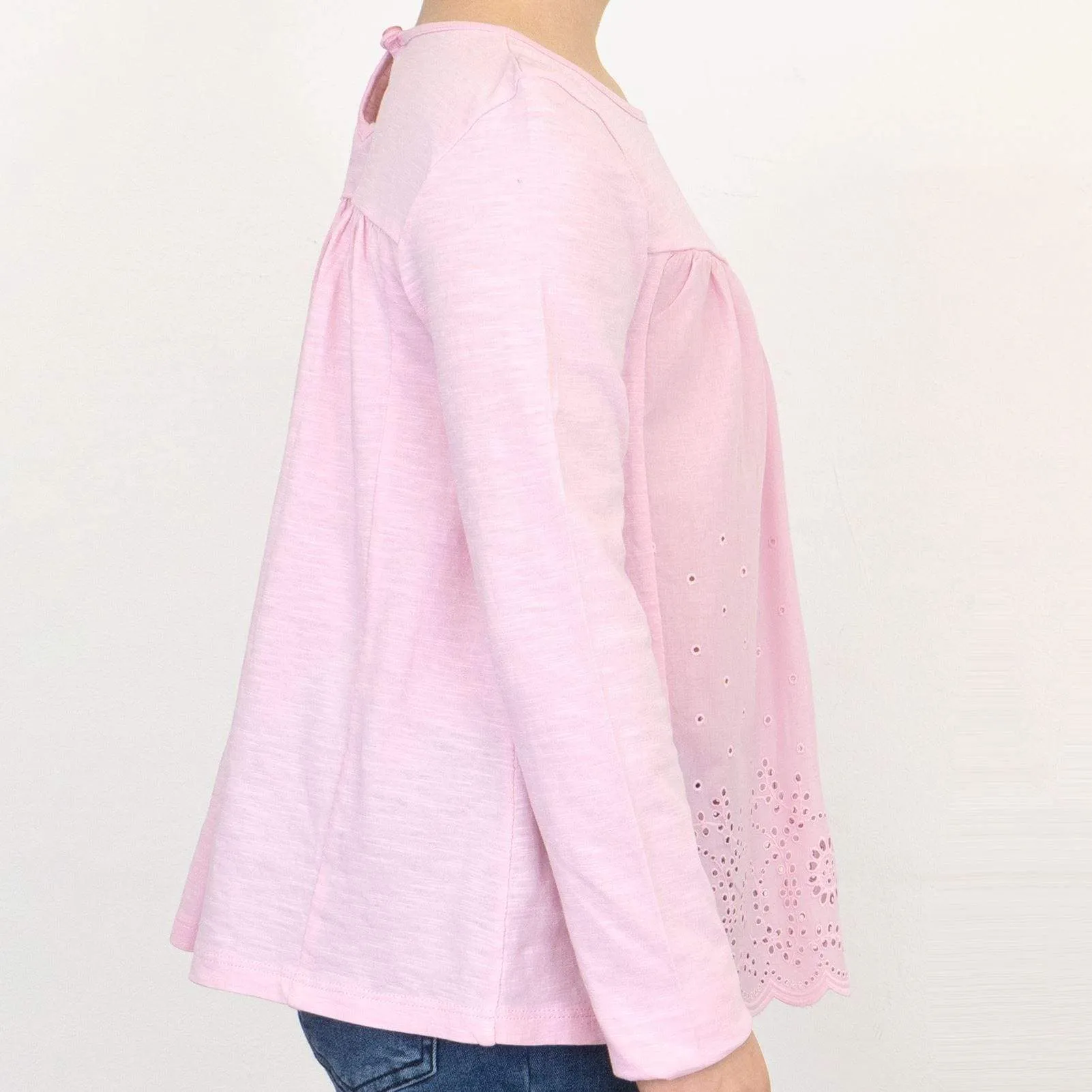 Next Girls Pink Long Sleeve Embroidered Cotton Top