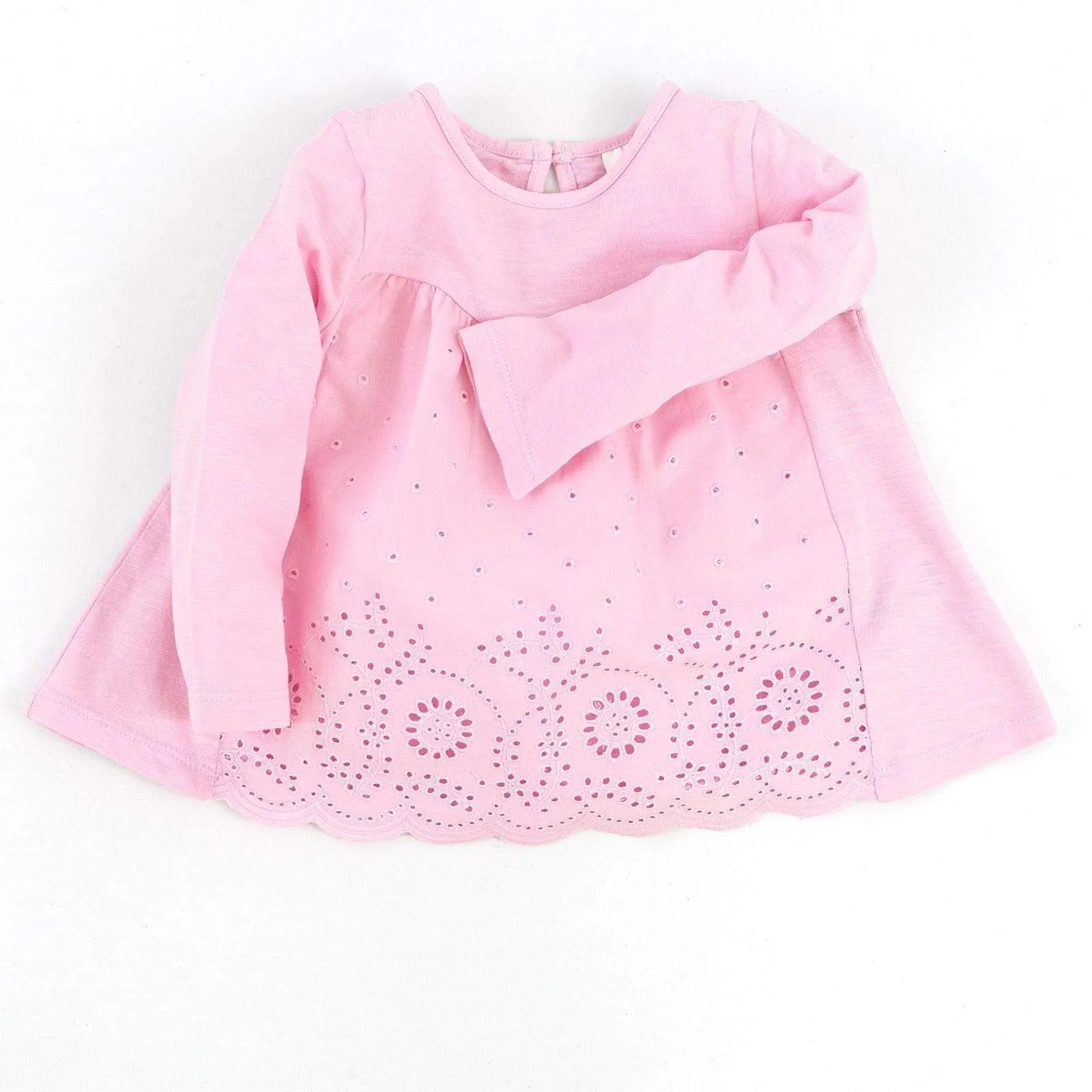 Next Girls Pink Long Sleeve Embroidered Cotton Top