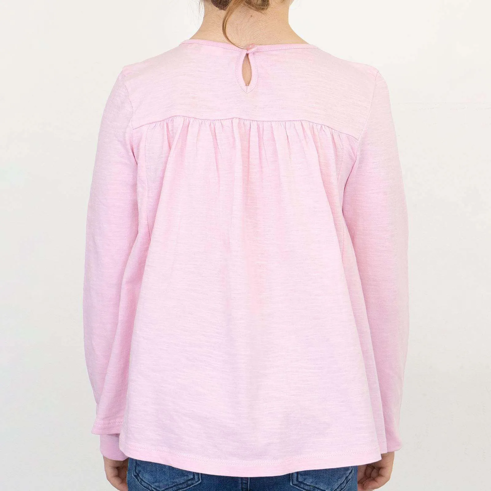 Next Girls Pink Long Sleeve Embroidered Cotton Top