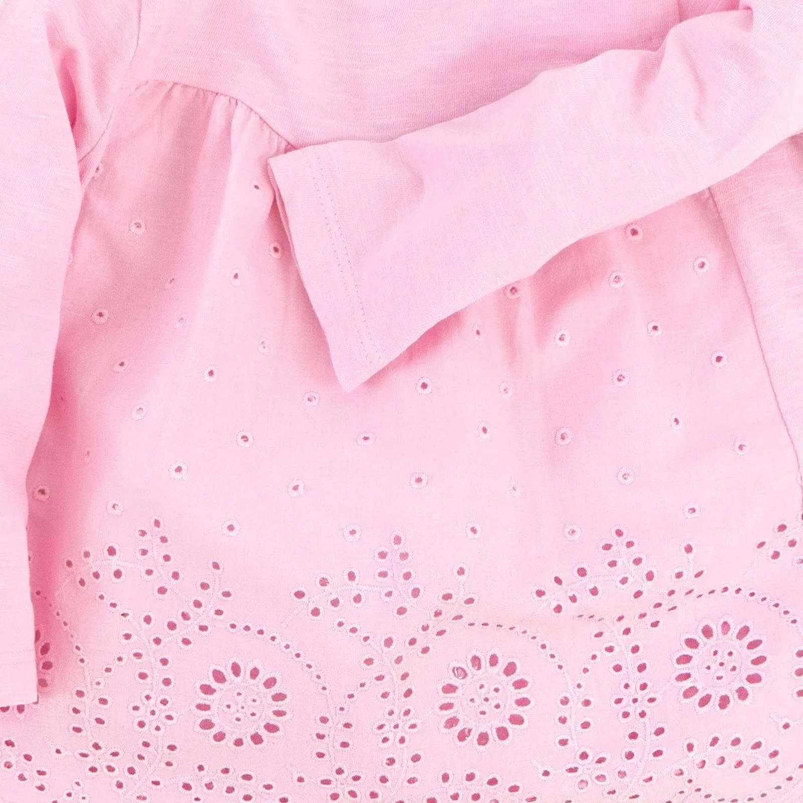 Next Girls Pink Long Sleeve Embroidered Cotton Top