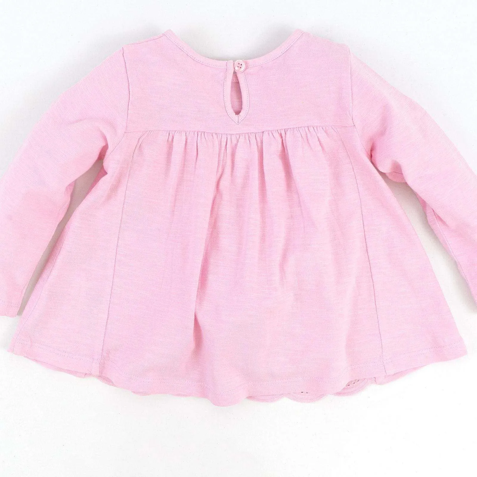 Next Girls Pink Long Sleeve Embroidered Cotton Top