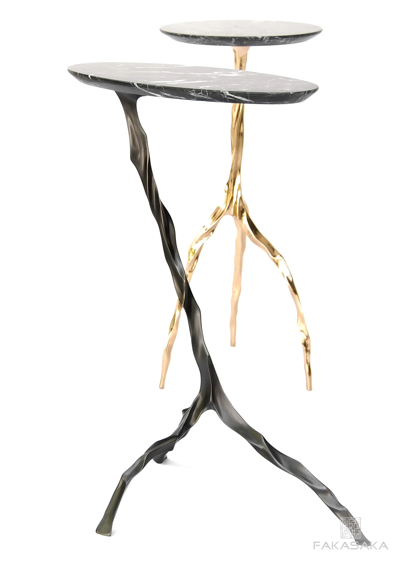 NINA DRINK TABLE<br><br>NERO MARQUINA MARBLE<br>BLACKBROWN BRONZE