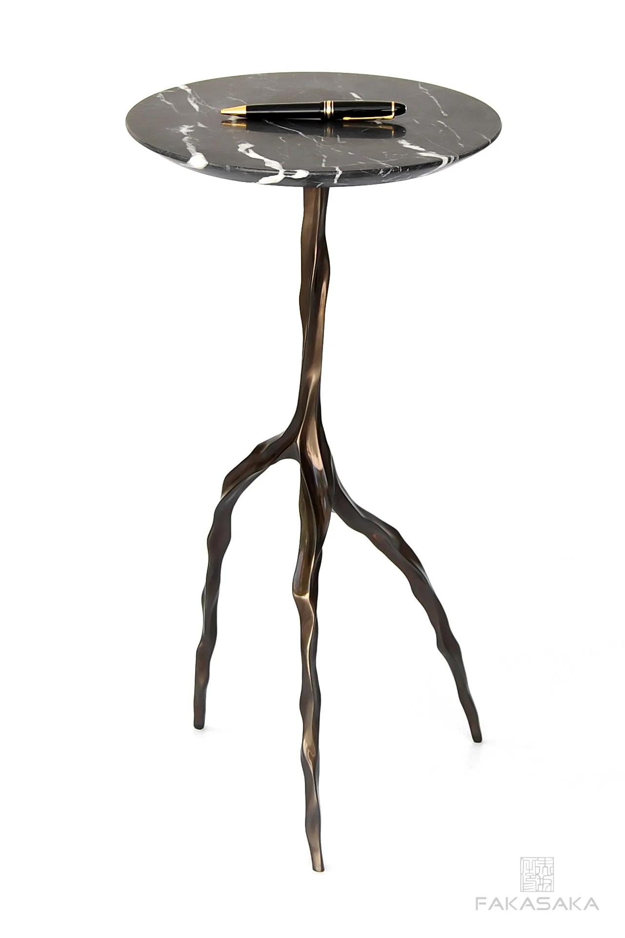 NINA DRINK TABLE<br><br>NERO MARQUINA MARBLE<br>BLACKBROWN BRONZE