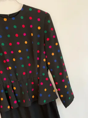 Rainbow Polkadot Peplum Dress