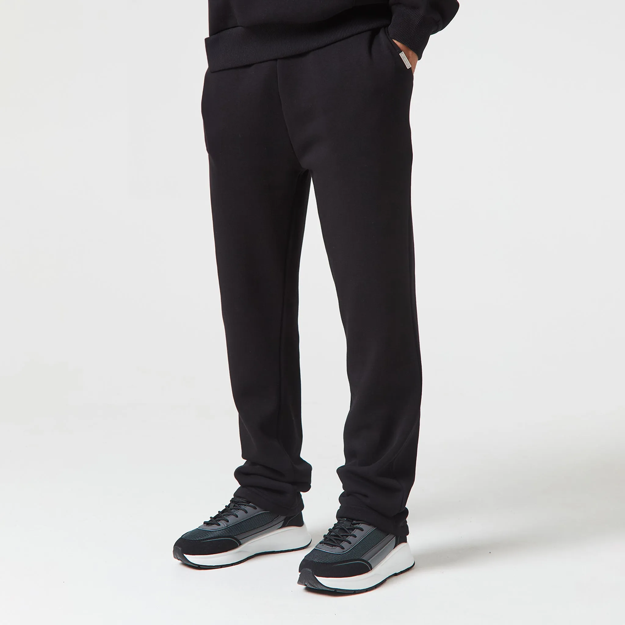 Relaxed Fit Open Hem Tracksuit | Black