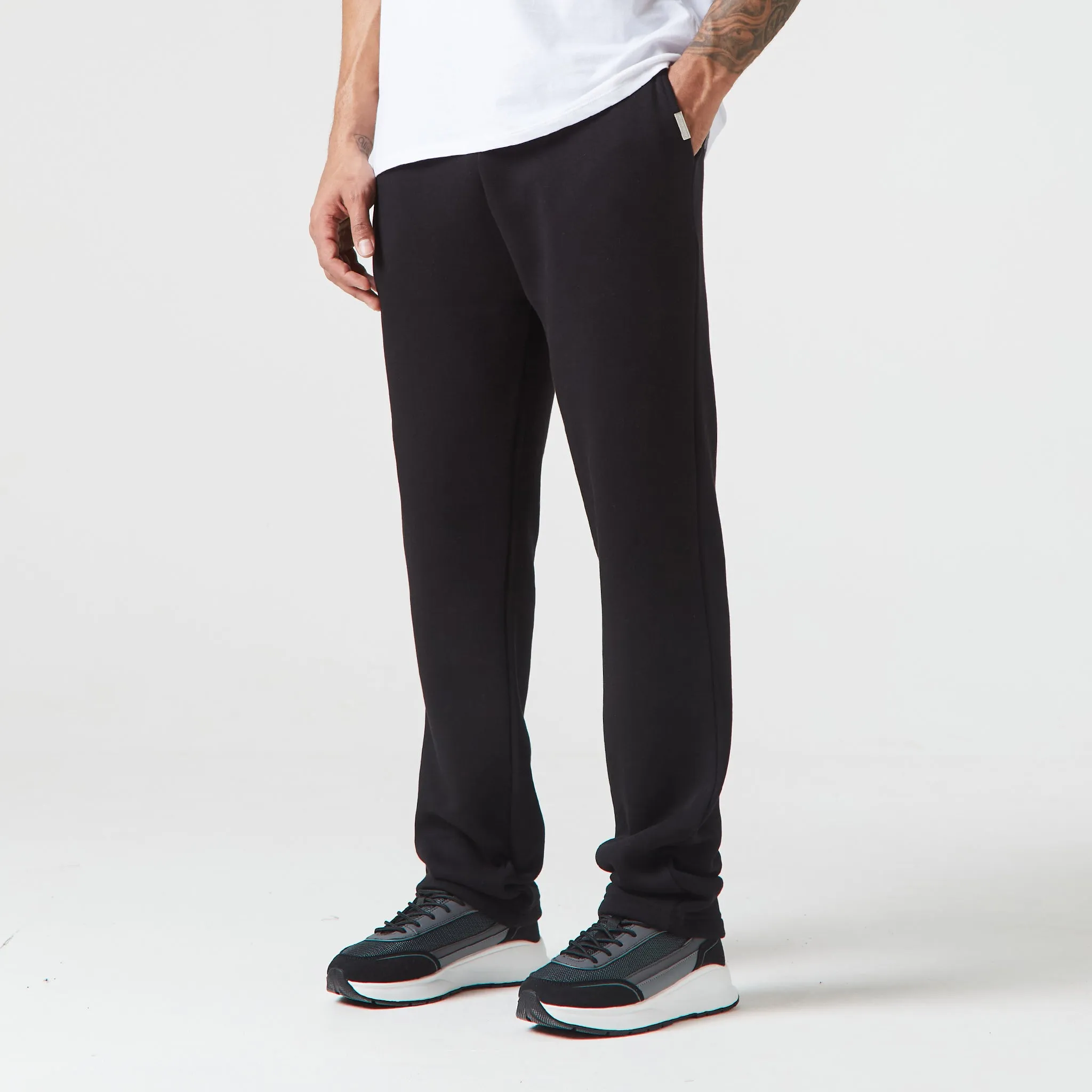 Relaxed Fit Open Hem Tracksuit | Black