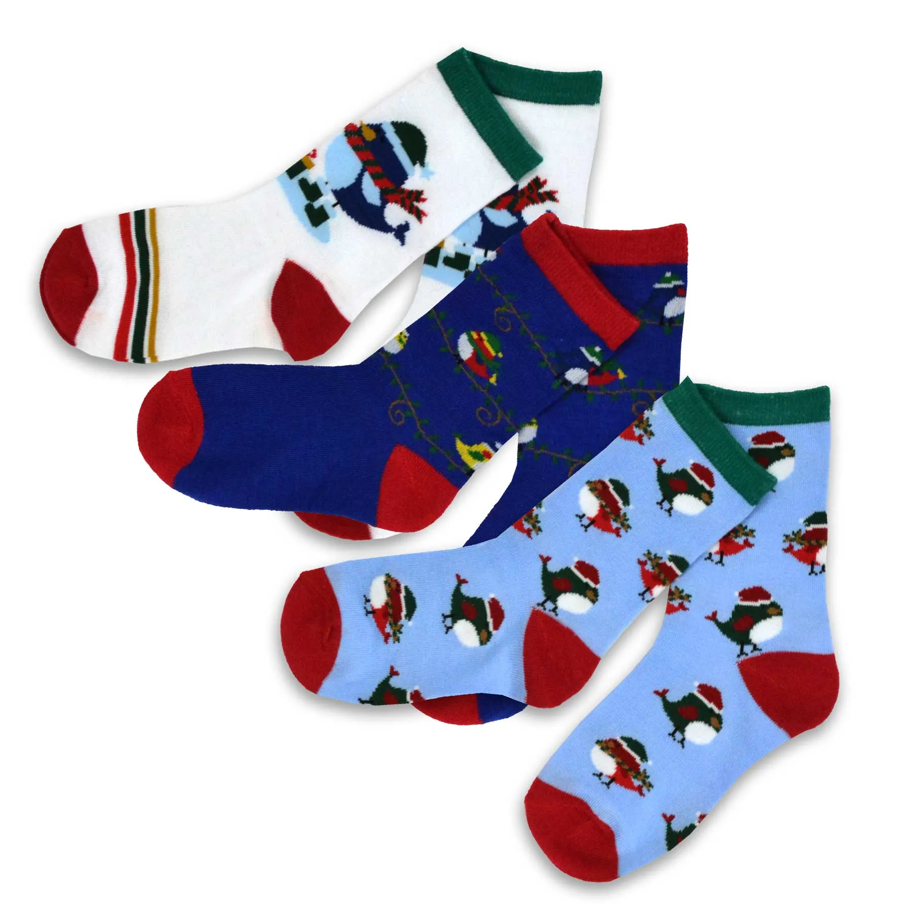 TeeHee Socks Kid's Christmas Cotton Short Crew Cardinal Story 3-Pack (70916)