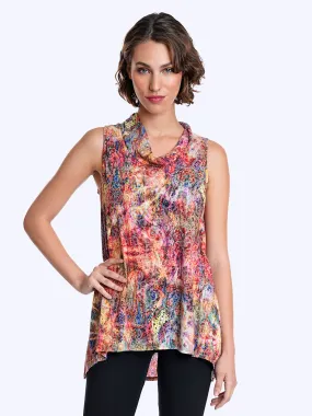 Tianello Jinya Cotton Burnout Briata Cowl Tank Tunic