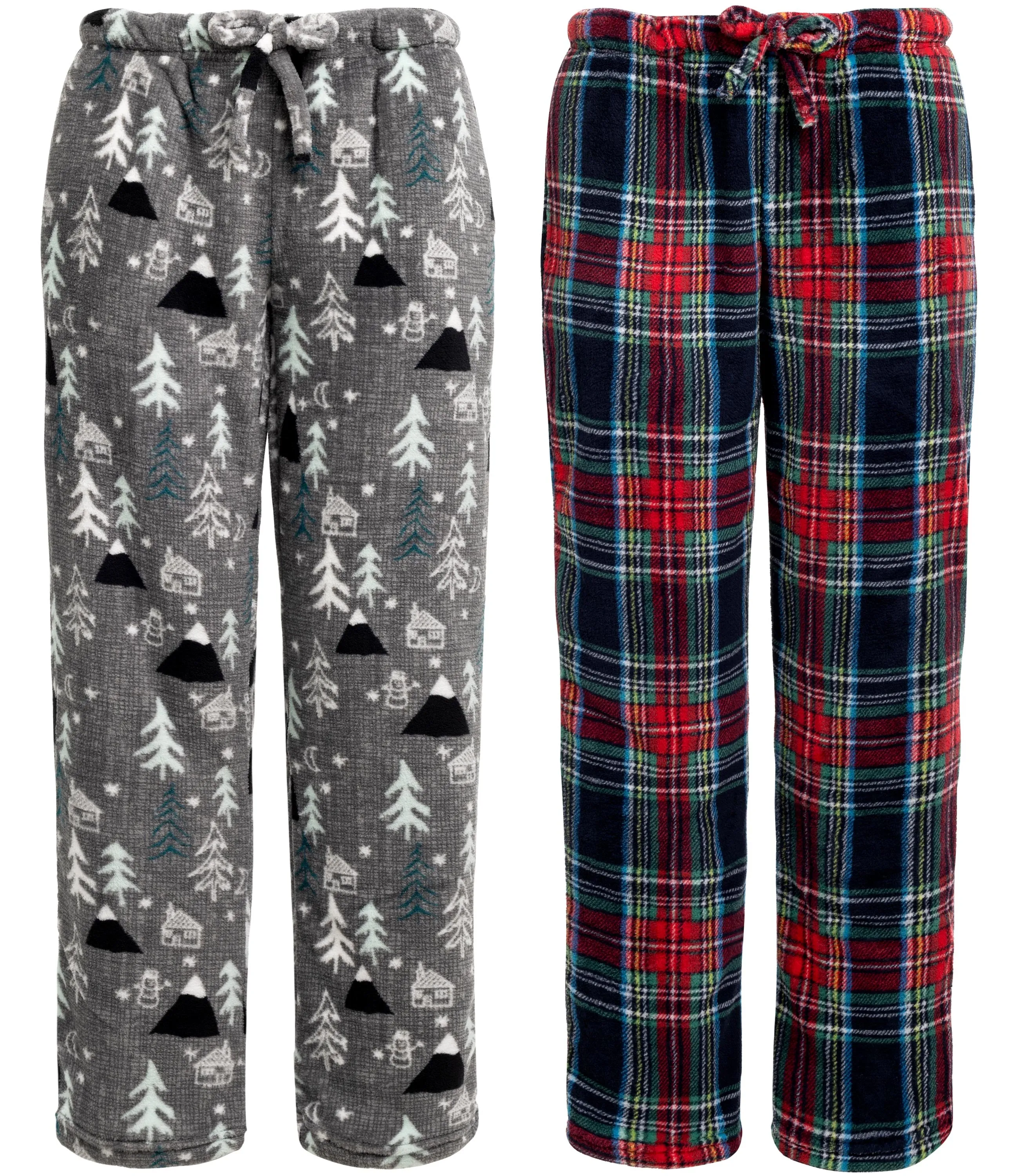 Women's 2-Pack Warm Plush Fleece Pajama Pants, Comfy Lounge PJ Bottoms