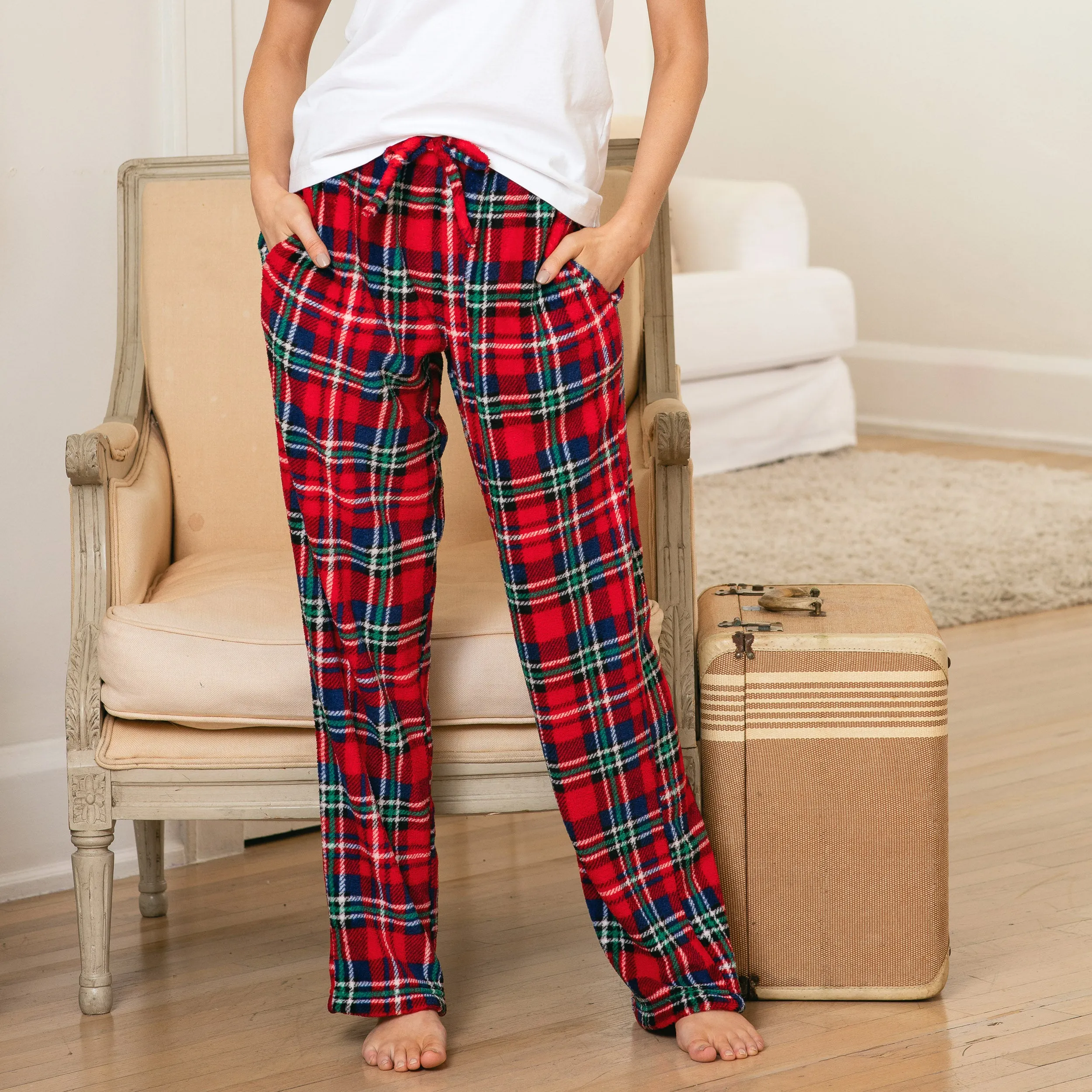 Women's 2-Pack Warm Plush Fleece Pajama Pants, Comfy Lounge PJ Bottoms