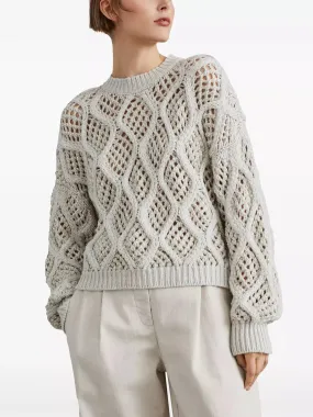 Women’s Cashmere Open-Knit Sweater with Sequin Detail