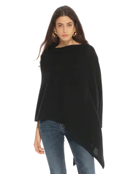 Women's Essential Pure Cashmere Poncho Black