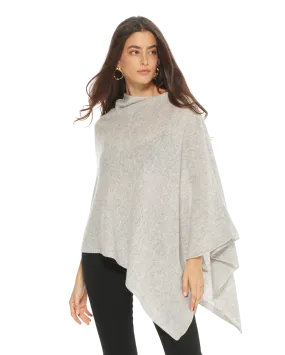 Women's Essential Pure Cashmere Poncho Light Grey