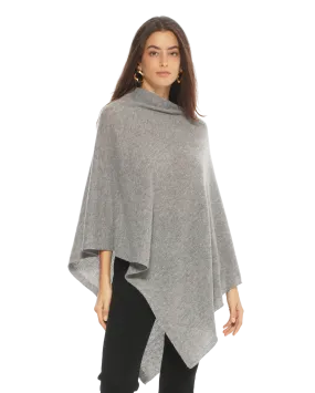 Women's Essential Pure Cashmere Poncho Medium Grey