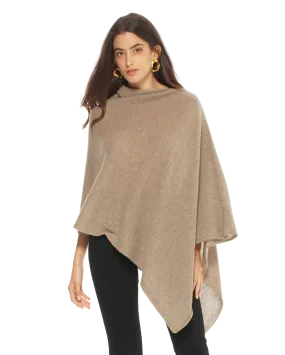 Women's Essential Pure Cashmere Poncho Taupe